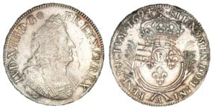 Louis XIV - Ecu aux palmes 1694 A (Paris) - Flan réformé