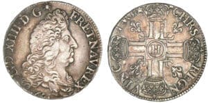 Louis XIV - Demi-écu aux 8 L - 1er type 1691 H (La Rochelle) - Flan réformé