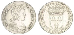 Louis XIV - Quart d'écu à la mèche courte 1er type 1644 A (Paris)
