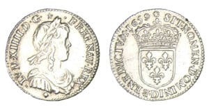 Louis XIV - Douzième d'écu à la mèche longue 1659 D (Lyon)