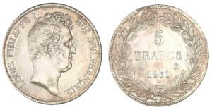 5 francs Louis-Philippe Ier tête nue - Tranche relief 1831 A (Paris)