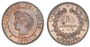 5 centimes Cérès 1871 A (Paris) - Très petit A