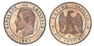 10 centimes Napoléon III tête laurée 1862 BB (Strasbourg)