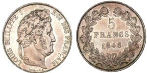5 francs Louis-Philippe Ier tête laurée - 3ème type 1848 A (Paris)