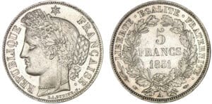 5 francs Cérès 1851 A (Paris)