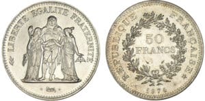 50 francs Hercule 1974 avec l'avers de la 20 francs