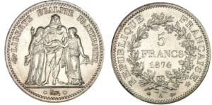 5 francs Hercule 1874 A (Paris)