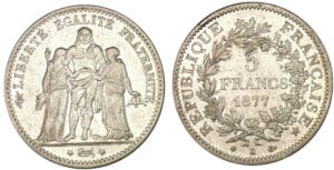 5 francs Hercule 1877 K (Bordeaux)