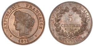 5 centimes Cérès 1874 A (Paris)