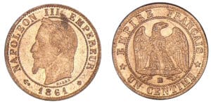 1 centime Napoléon III tête laurée 1861 BB (Strasbourg)