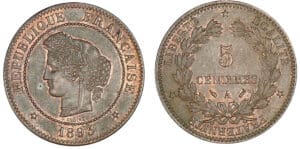 5 centimes Cérès 1893 A (Paris)