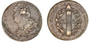 2 sols au faisceau type FRANCOIS 1791 AA (Metz)