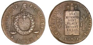 2 sols aux balances - An II - 1793 B (Rouen)