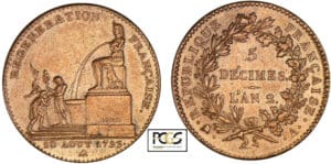 5 décimes régénération - An 2 1793 (Paris)