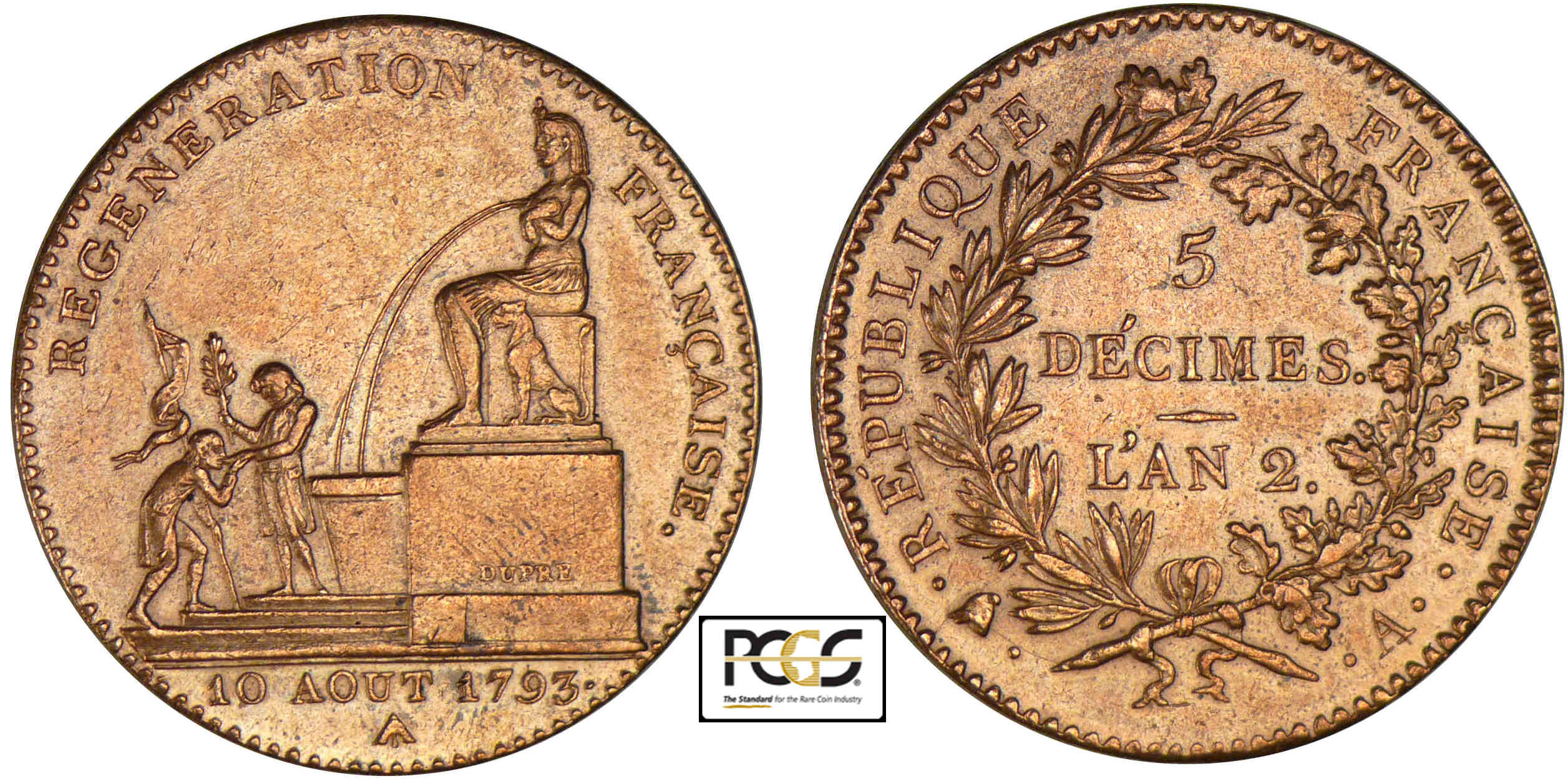 5 décimes régénération - An 2 1793 (Paris) 5 décimes régénération - An 2 1793 (Paris)