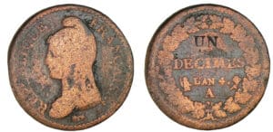 1 décime Dupré - modification du 2 décimes - An 4 A (Paris)
