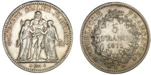 5 francs Hercule 1871 K (Bordeaux)