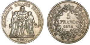 5 francs Hercule 1878 K (Bordeaux)