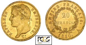 20 francs Napoléon revers empire 1810 A (Paris)
