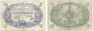 Billet de 5 francs violet - Martinique - 1934