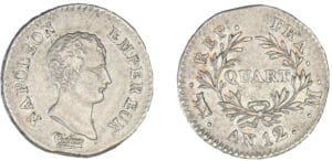 1/4 de franc Napoléon empereur - An 12 M (Toulouse)