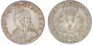 Louis XV - Ecu aux branches d'olivier - 1727 C (Caen)