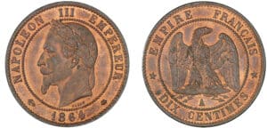 10 centimes Napoléon III tête laurée 1864 A (Paris)