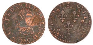 Charleville - Charles II de Gonzague - Double tournois 1639 - Frappe médaille
