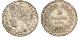 2 francs Cérés sans légende 1870 K (Bordeaux)