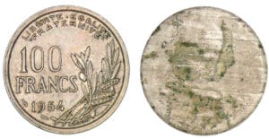 100 francs Cochet 1954 - Flan splitté