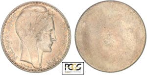 10 francs Turin - Cliché uniface de l'avers (1929)