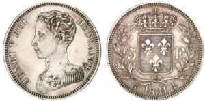 5 francs Henri V Comte de Chambord 1831