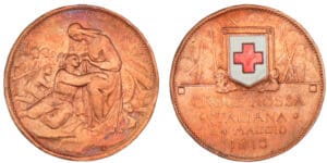 Italie - Médaille monnaie émise pour la croix rouge italienne - 10 centesimi 1913