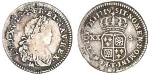 Louis XV - XX sols de France et de Navarre - 1719 T (Nantes)