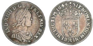 Louis XIV - Douzième d'écu à la mèche courte - 1644 (rose) A (Paris)