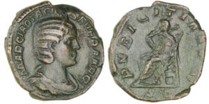 Otacilie - Sesterce (244-245, Rome) - La Pudeur