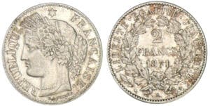 2 francs Cérès avec légende 1871 a (Paris)