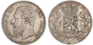 Belgique - Léopold II - 5 francs 1866
