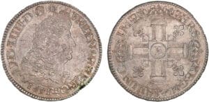 Louis XIV - Ecu aux 8 L - 1er type - 1691 E (Tours)
