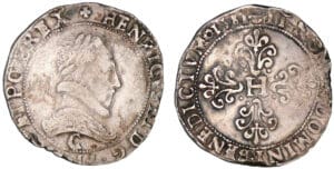 Henri III - Franc au col plat - 1581 C (Saint-Lô)