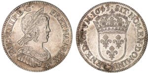 Louis XIV - Quart d'écu à la mèche courte - 1er type - 1643 . A (Paris)