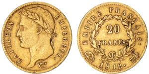 20 francs Napoléon revers empire 1812 R (Rome)