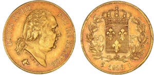 40 francs Louis XVIII au buste nu 1816 L (Bayonne)