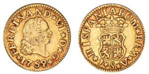 Espagne - Ferdinand VI - 1/2 escudo 1759 JV (Séville)