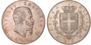 Italie - Victor Emmanuel II - 5 lires 1874 M (Milan)