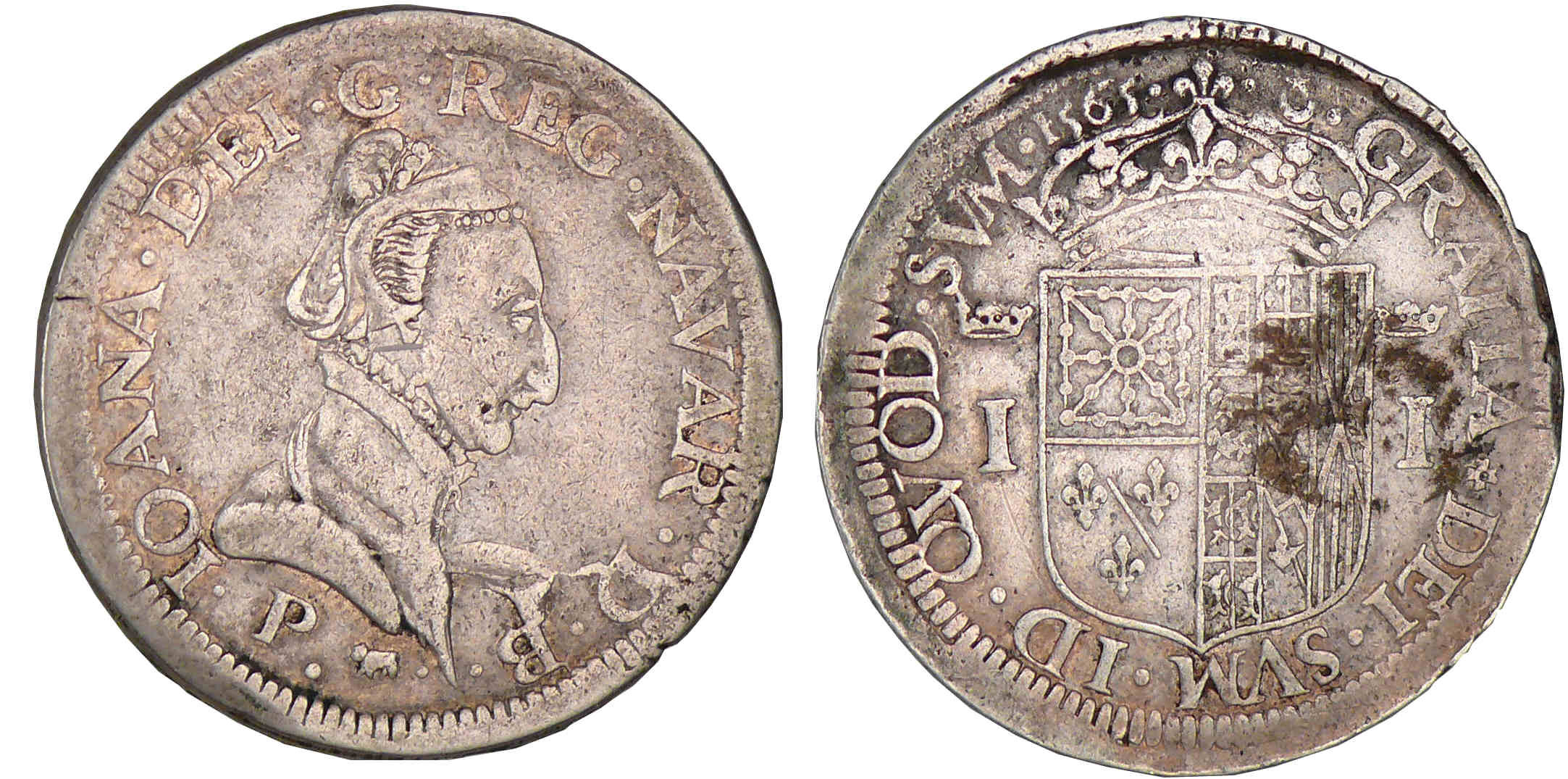 Navarre - Jeanne d'Albret - Teston 1565 (Pau) Navarre - Jeanne d'Albret - Teston 1565 (Pau)