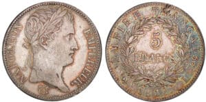 5 francs Napoléon revers empire 1812 L (Bayonne)
