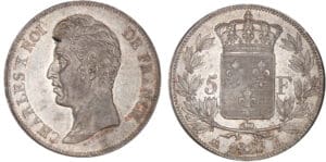 5 francs Charles X - 1er type 1826 H (La Rochelle)