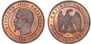 10 centimes Napoléon III tête nue 1853 A (Paris)