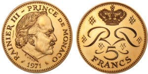 Monaco - Rainier III - 5 francs 1971 - Essai en or